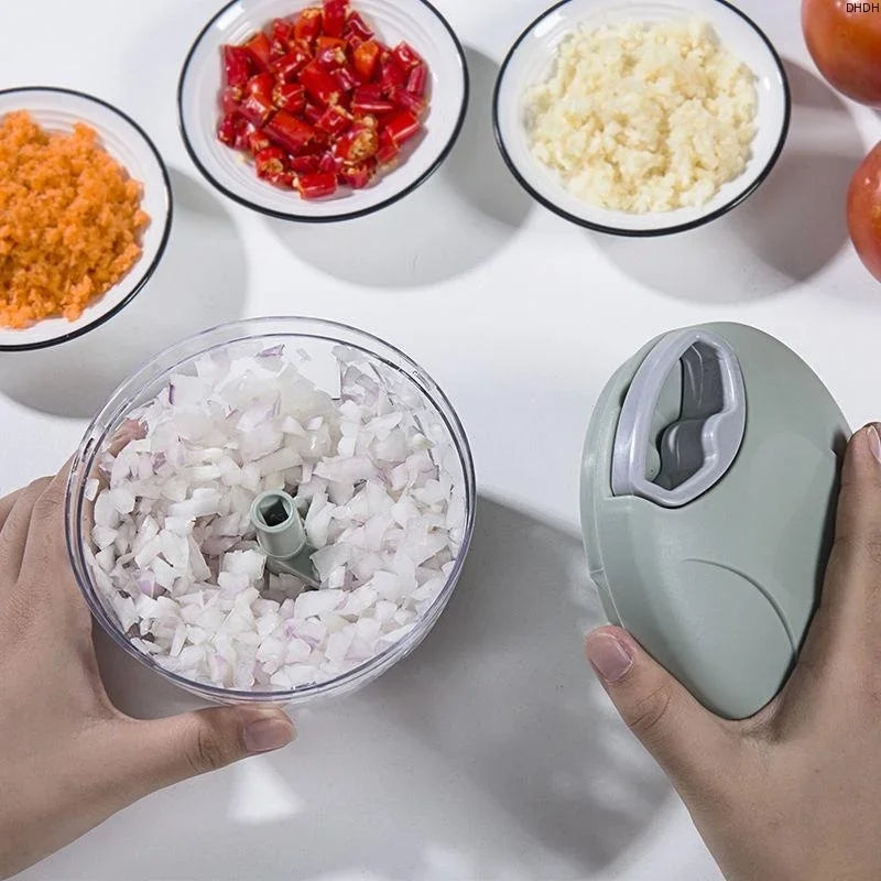500/900ML Manual Pull Food Chopper,Hand Pull String Garlic Chopper for Kitchen,Small Food Processor with Stainless Steel Blades