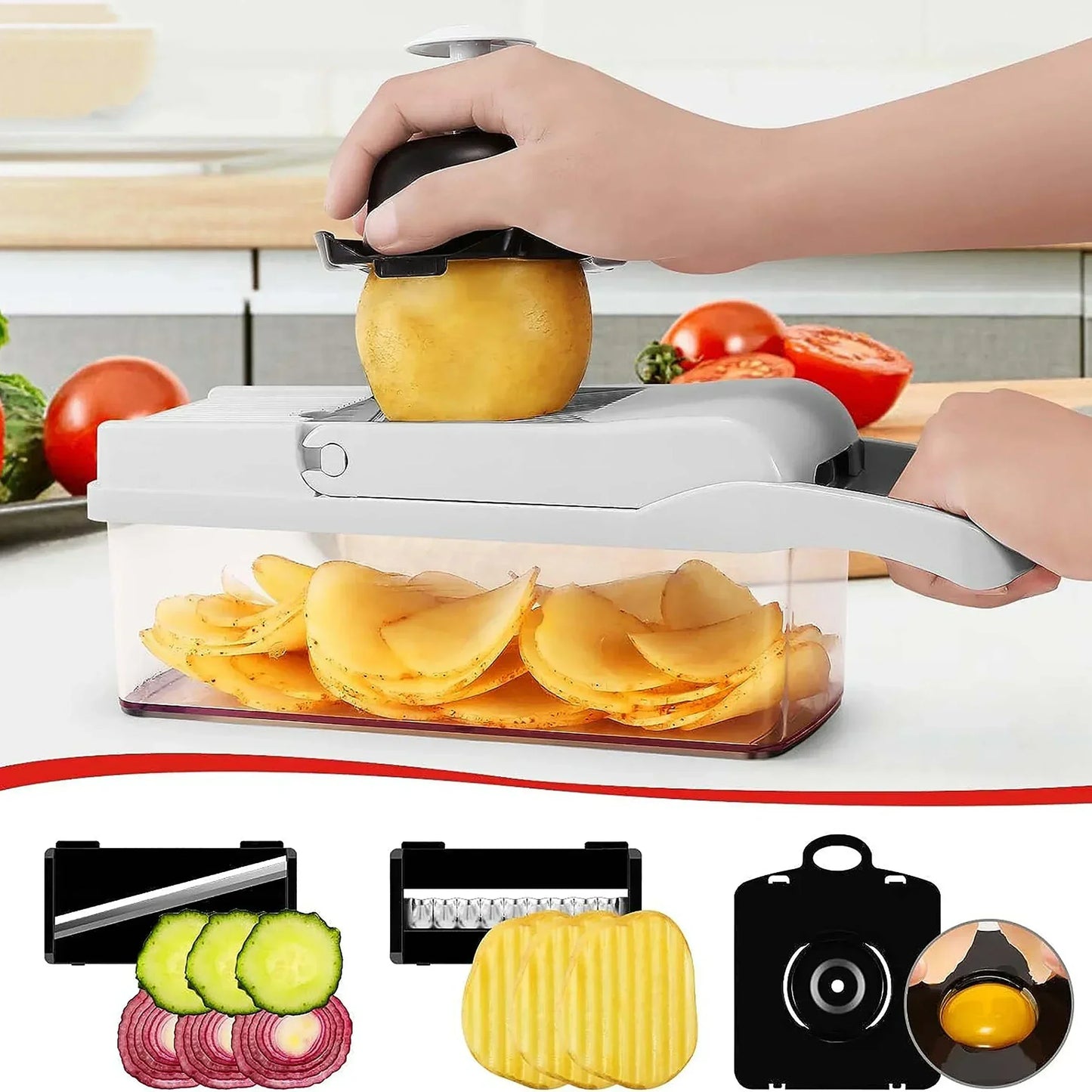 Mandoline cuisine - avec bac de récupération