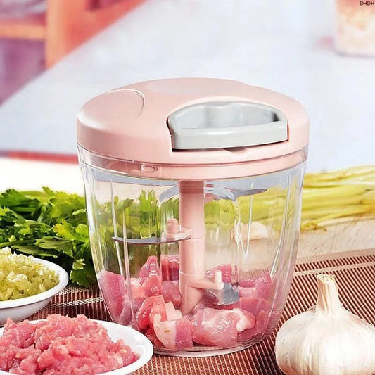 500/900ML Manual Pull Food Chopper,Hand Pull String Garlic Chopper for Kitchen,Small Food Processor with Stainless Steel Blades